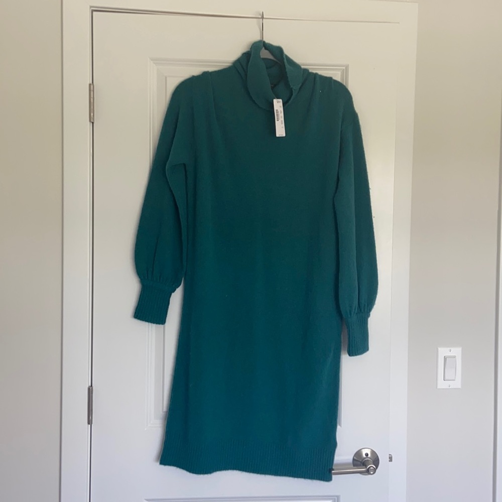 J. Crew teal turtle neck sweater dress